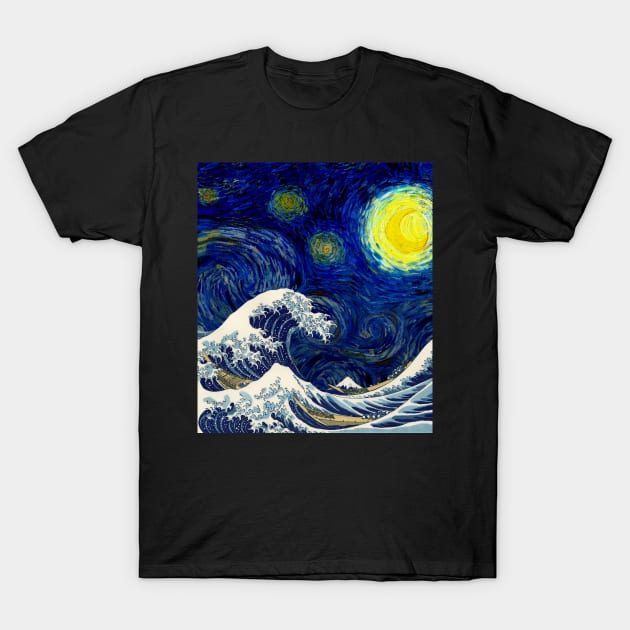 The Great Wave off Starry Night T-Shirt by Bomdesignz